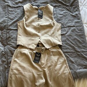 Monteau Beige Pantsuit Set